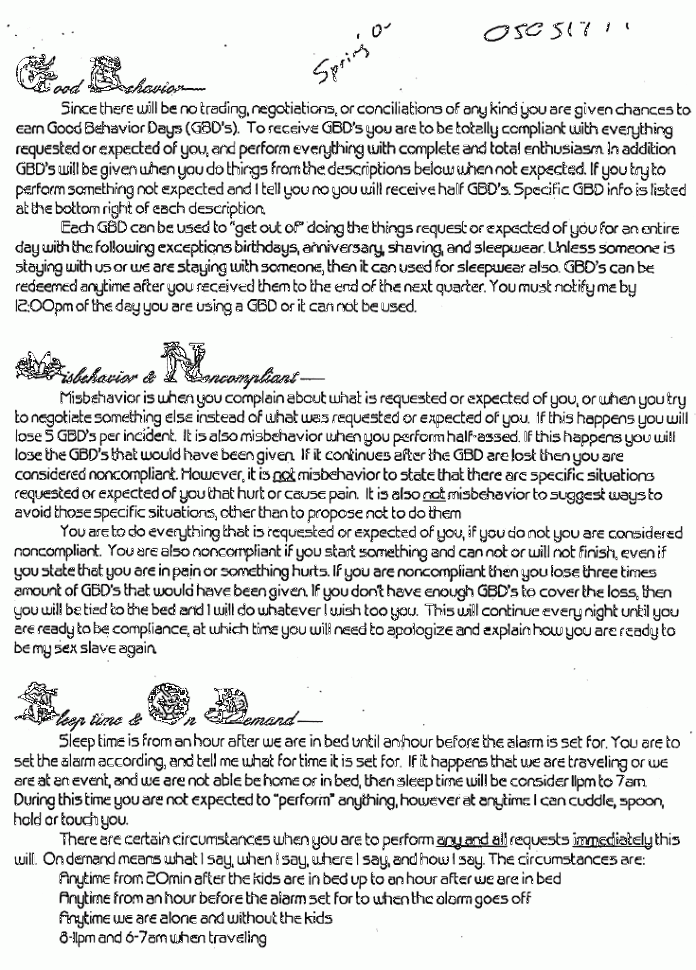 Marriage sex contract example