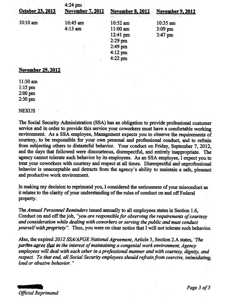 Reprimand Letter For Disrespectful Behavior from www.thesmokinggun.com