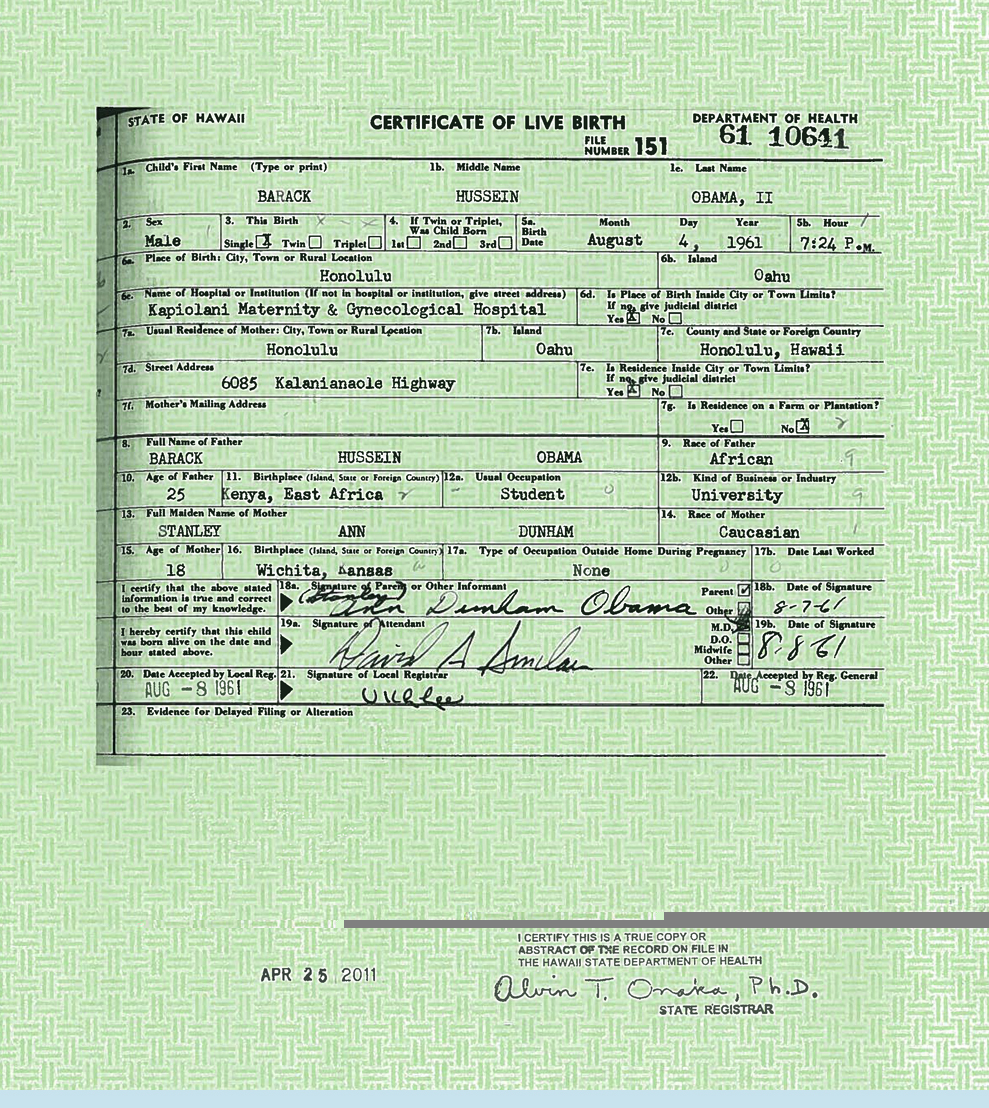 Will Release Of Obamas Purported Birth Certificate Give Rise To New Certer Movement The Smoking Gun