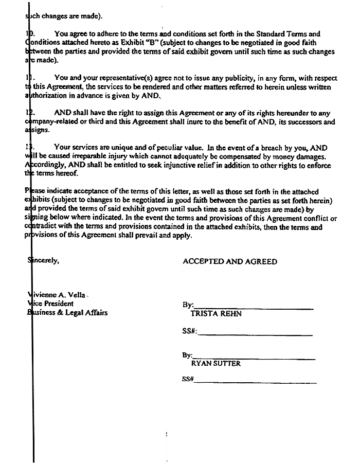 Trista Rehn-Ryan Sutter Wedding Contract